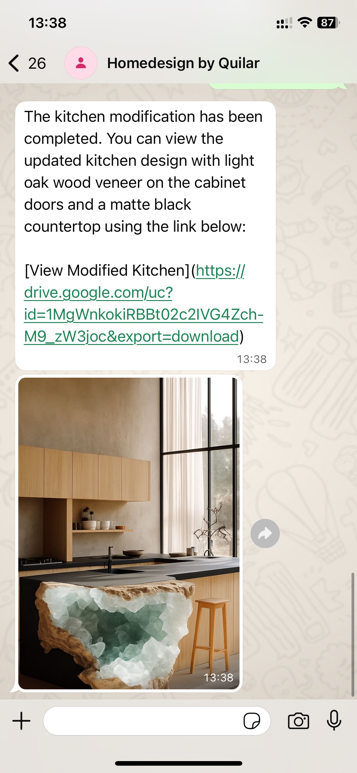 Modern kitchen design on a smartphone